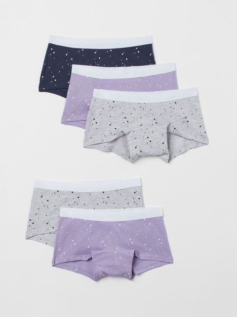 

H&M Girls 5 Pack Cotton Boxers, Grey