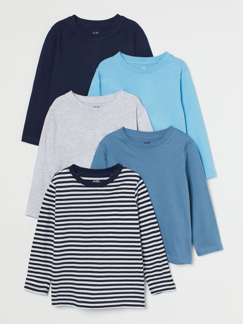 

H&M Boys 5 Pack Jersey Tops, Grey