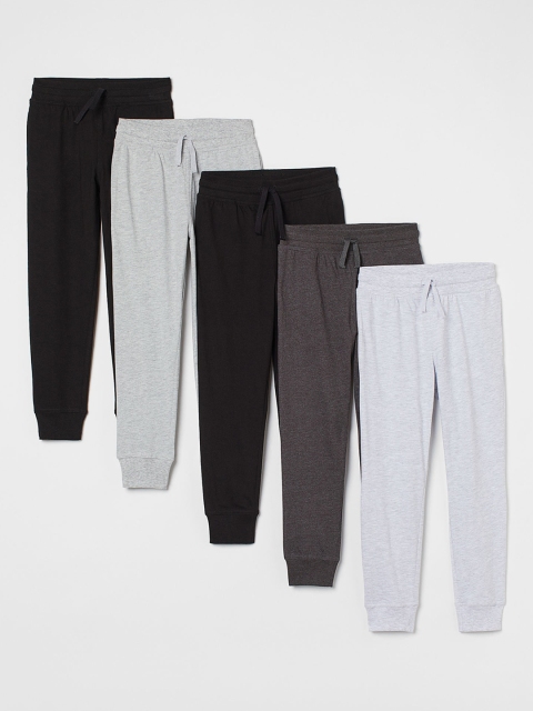 

H&M Boys 5 Pack Jersey Joggers, Black