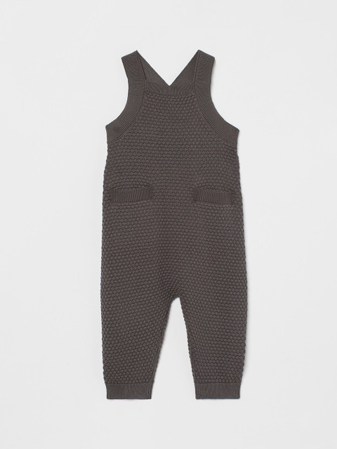 

H&M Girls Grey Solid Knitted Dungarees