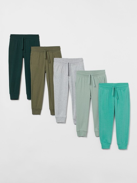 

H&M Boys 5 Pack Cotton Jersey Joggers, Green