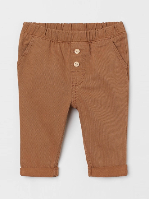 

H&M Girls Brown Solid Cotton Trousers