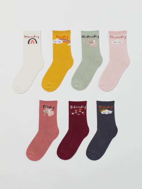 

H&M Girls 7 Pack Socks, White