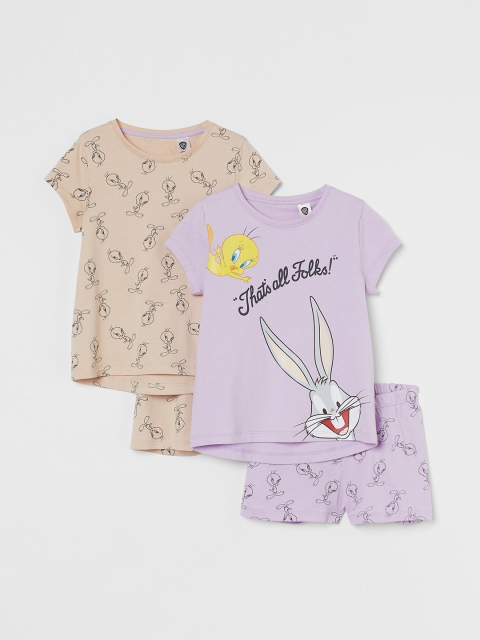 

H&M Girls 2 Pack Pyjamas, Purple