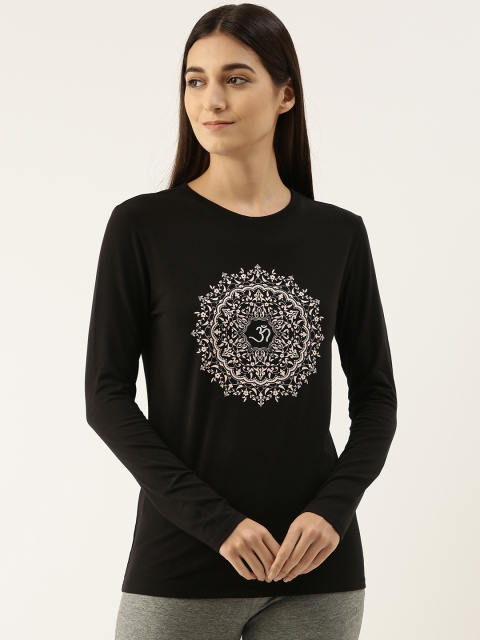 

Enamor Women Black Printed Slim Fit T-shirt