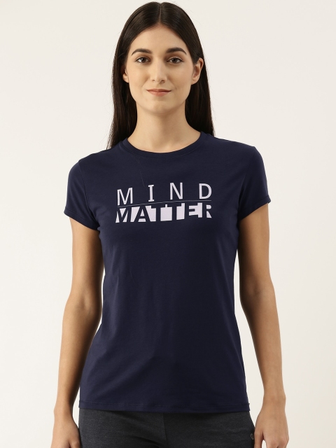 

Enamor Women Navy Blue Printed Slim Fit Outdoor T-shirt