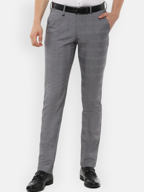 

Van Heusen Men Grey Checked Slim Fit Formal Trousers