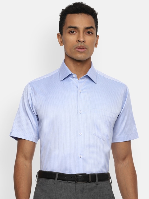 

Van Heusen Men Blue Textured Opaque Cotton Formal Shirt