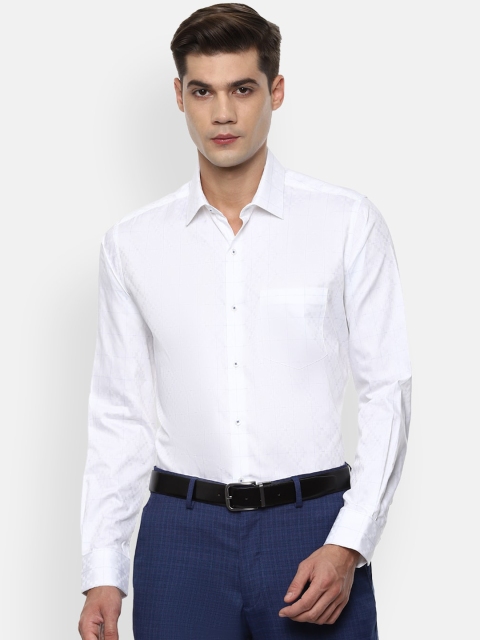 

Van Heusen Men White & Black Opaque Checked Cotton Formal Shirt