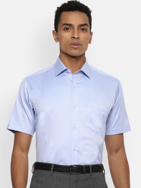 

Van Heusen Men Blue Self Design Formal Shirt