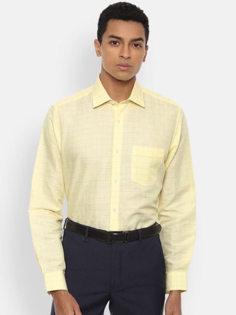 

Van Heusen Men Yellow Checked Formal Shirt