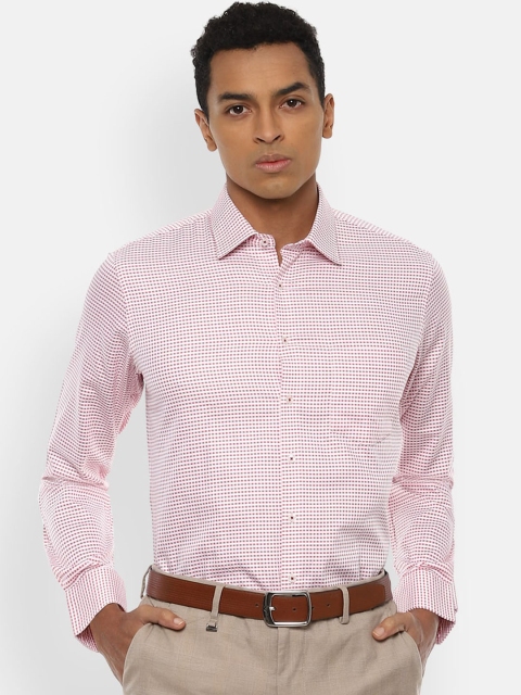 

Van Heusen Men Pink Slim Fit Micro Checks Checked Formal Shirt