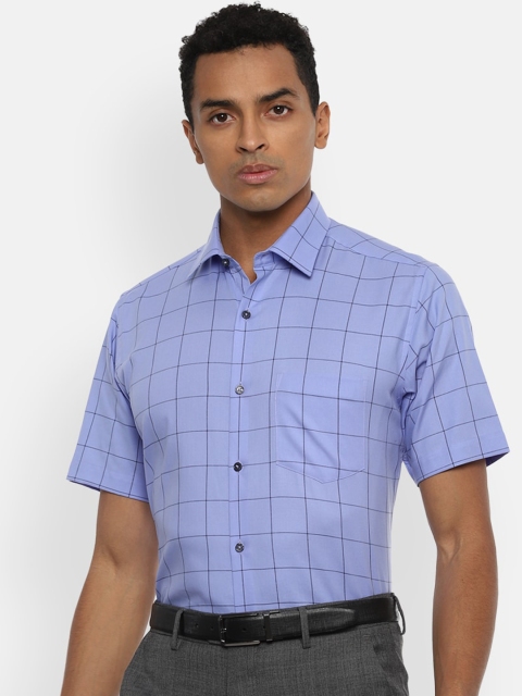 

Van Heusen Men Blue Windowpane Checks Checked Formal Shirt