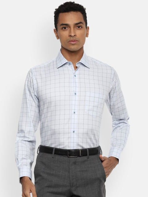 

Van Heusen Men Blue Opaque Checked Formal Shirt