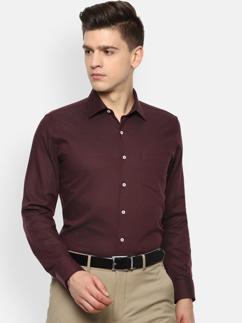 

Van Heusen Men Maroon Slim Fit Printed Formal Shirt