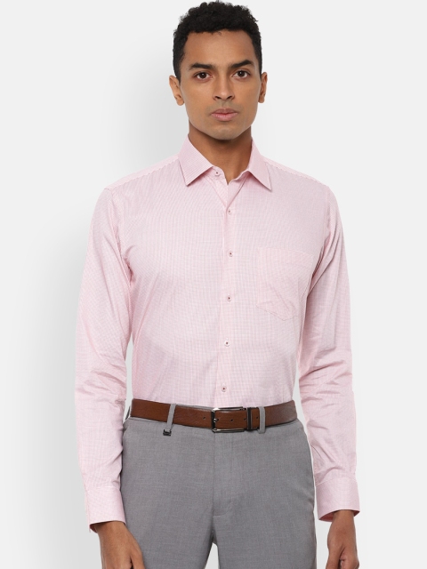 

Van Heusen Men Pink Slim Fit Micro Checks Checked Formal Shirt
