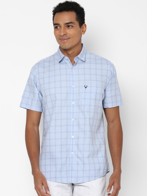 

Allen Solly Men Blue Slim Fit Windowpane Checks Opaque Checked Casual Shirt