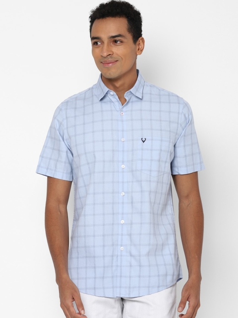 

Allen Solly Men Blue Slim Fit Windowpane Checks Opaque Checked Casual Shirt