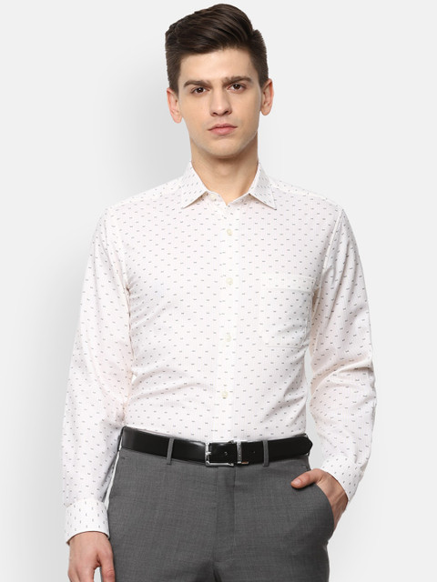 

Louis Philippe Men Beige Slim Fit Printed Formal Shirt