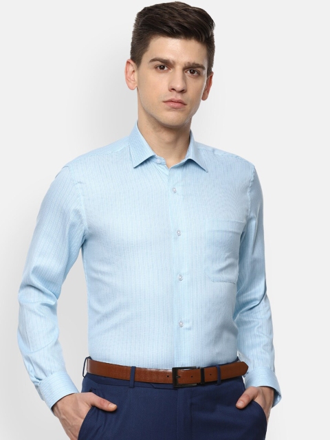 

Louis Philippe Men Blue Slim Fit Opaque Striped Formal Shirt