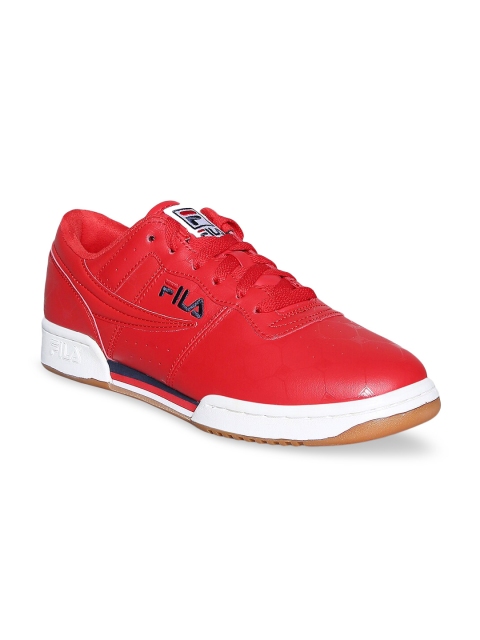 

FILA Men Red & White Leather Sneakers