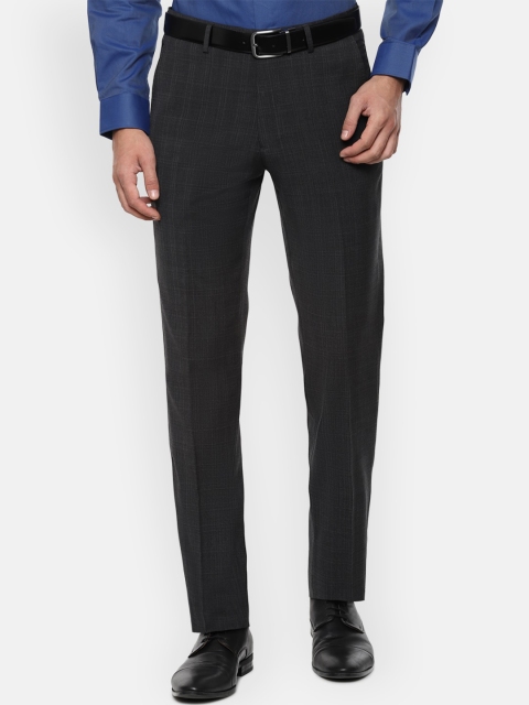 

Louis Philippe Men Black Checked Formal Trousers