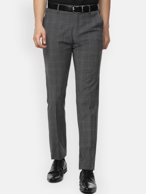 

Louis Philippe Permapress Men Grey Checked Formal Trousers