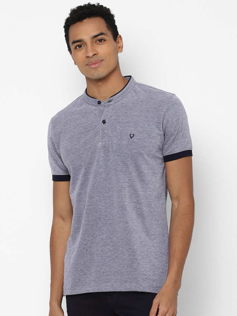 

Allen Solly Men Grey Mandarin Collar T-shirt