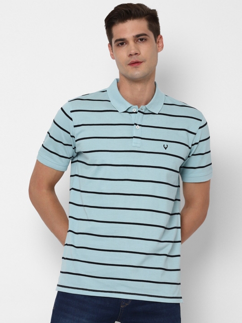 

Allen Solly Men Blue Striped Polo Collar T-shirt
