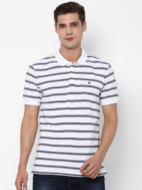 

Allen Solly Men White Striped Polo Collar Pure Cotton T-shirt