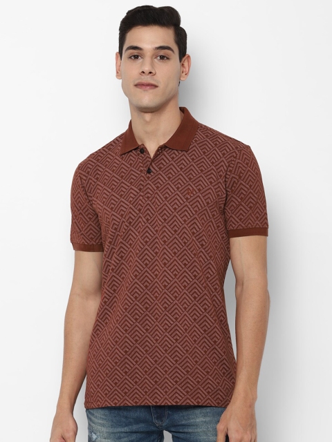 

Allen Solly Men Brown Printed Polo Collar Pure Cotton T-shirt