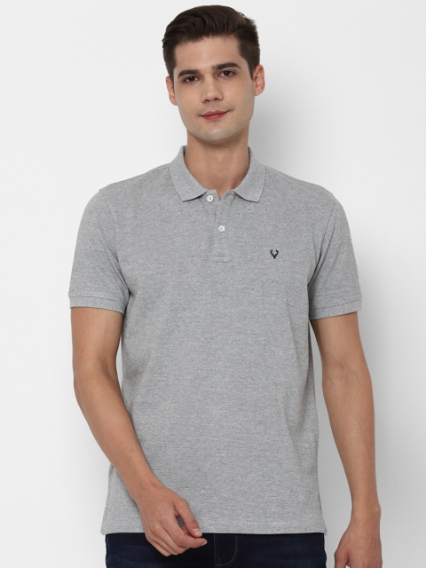 

Allen Solly Men Grey Polo Collar Pure Cotton T-shirt