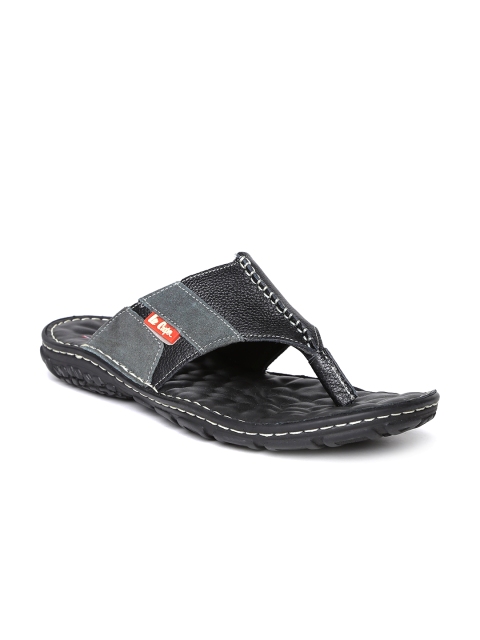 Lee Cooper Men Black Leather Sandals available at myntra for Rs.1274