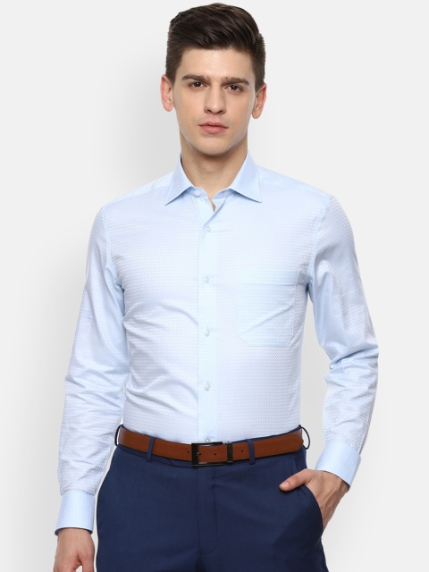 

Louis Philippe Men Blue Self Design Formal Shirt
