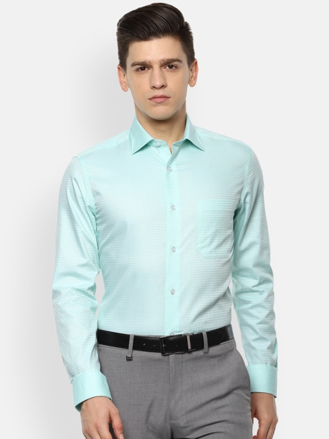 

Louis Philippe Men Sea Green Self Design Formal Shirt