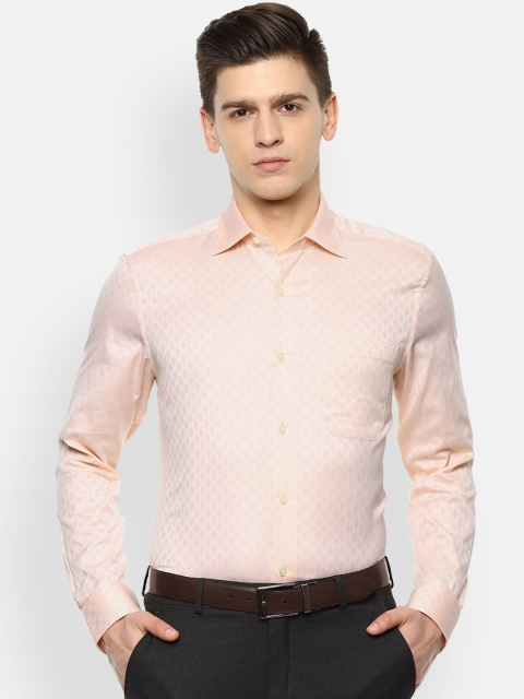 

Louis Philippe Men Beige Self Design Formal Shirt