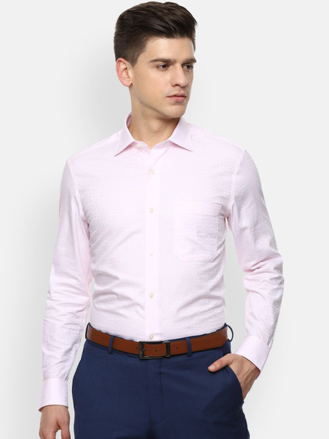 

Louis Philippe Men Pink Opaque Printed Formal Shirt