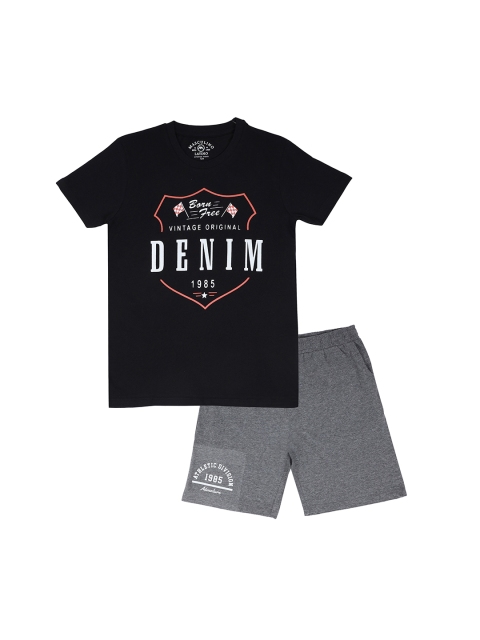

Masculino Latino Boys Black & Grey Printed T-shirt with Shorts