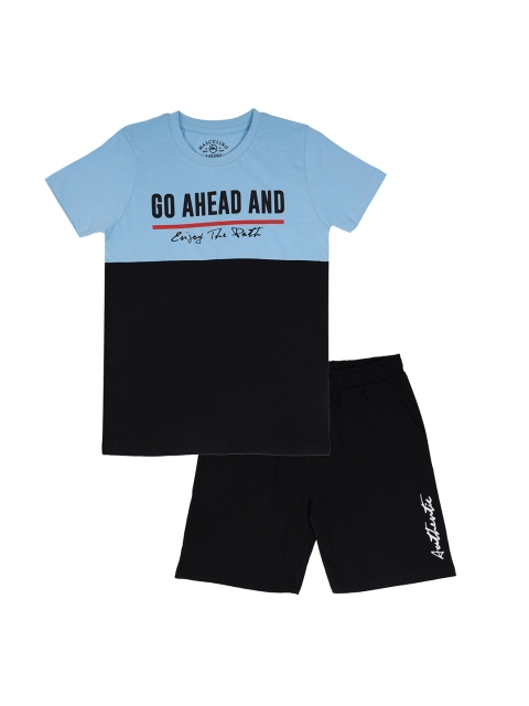 

Masculino Latino Boys Black & Blue Printed T-shirt with Shorts