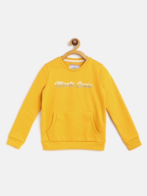 

Monte Carlo Girls Mustard Yellow & White Brand Logo Print Sweatshirt