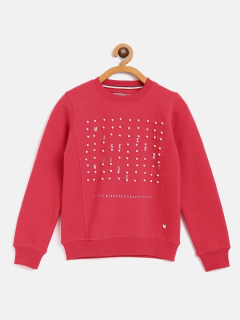 

Monte Carlo Girls Coral Red & White Beaded Sweatshirt