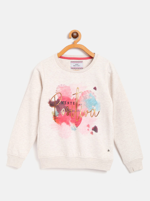 

Monte Carlo Girls Off-White & Pink Printed Sweatshirt