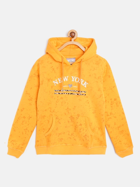 

Monte Carlo Girls Mustard Yellow Printed Hooded Sweatshirt