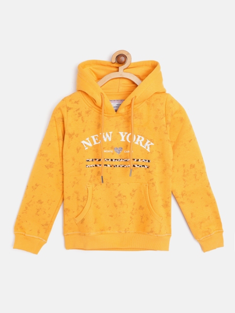 

Monte Carlo Girls Mustard Yellow Printed Hooded Sweatshirt