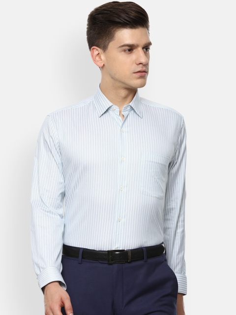 

Luxure by Louis Philippe Men Blue Opaque Striped Casual Shirt