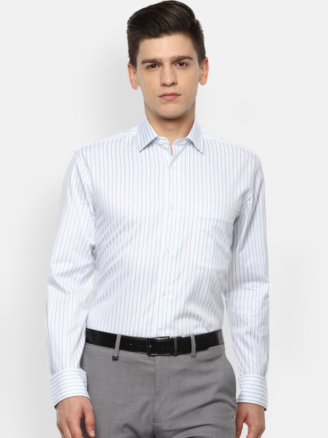 

Luxure by Louis Philippe Men White Opaque Striped Casual Shirt
