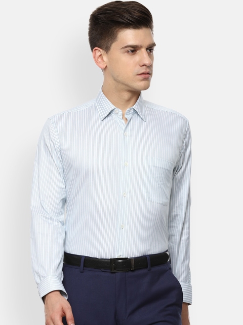 

Luxure by Louis Philippe Men Blue Opaque Striped Casual Shirt