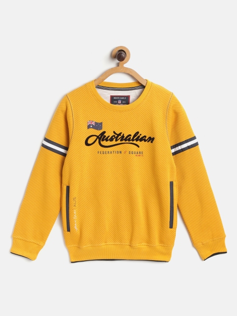 

Monte Carlo Boys Mustard Yellow & Brown Striped Cotton Sweatshirt with Printed Detail