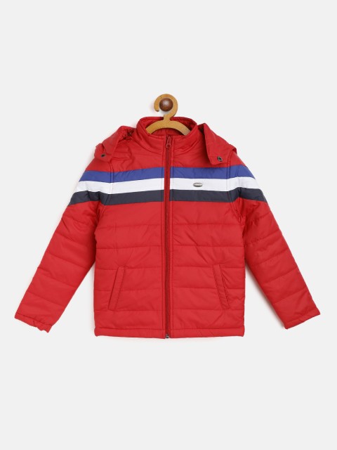 

Provogue Boys Red & Blue Striped Hooded Padded Jacket with Embroidered Detail