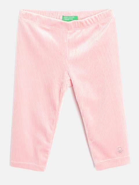 

United Colors of Benetton Girls Pink Solid Corduroy Leggings